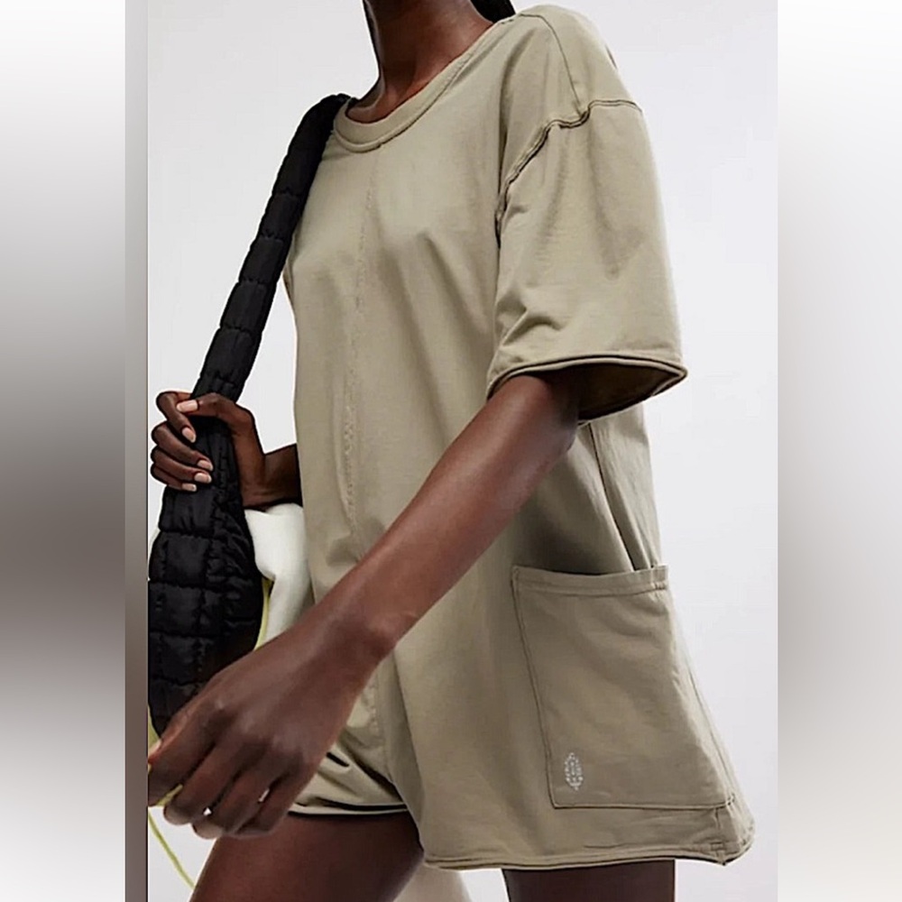 FREE PEOPLE MOVEMENT HOT SHOT TEE ROMPER in Sagestone sz XS
